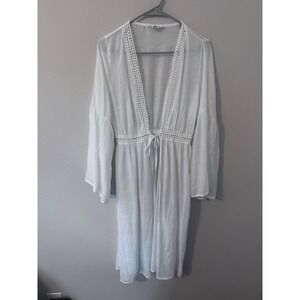 L.I.F.E. Love Is For Eternity Swim Cover Up Medium White Excellent Lace Gauze